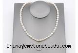 CFN161 baroque white freshwater pearl & white moonstone necklace with pendant