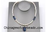 CFN165 baroque white freshwater pearl & dumortierite necklace with pendant