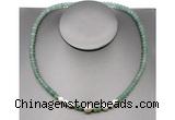 CFN202 4*6mm faceted rondelle green aventurine & potato white freshwater pearl necklace