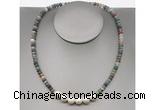 CFN205 4*6mm faceted rondelle Indian agate & potato white freshwater pearl necklace