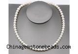 CFN21 7mm - 8mm potato white freshwater pearl necklace, 16 - 54 inches