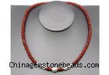 CFN212 4*6mm faceted rondelle red jasper & potato white freshwater pearl necklace