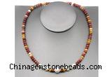 CFN217 4*6mm faceted rondelle mookaite & potato white freshwater pearl necklace