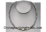 CFN218 4*6mm faceted rondelle labradorite & potato white freshwater pearl necklace