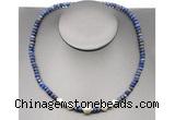 CFN220 4*6mm faceted rondelle lapis lazuli & potato white freshwater pearl necklace