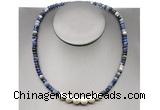CFN221 4*6mm faceted rondelle sodalite & potato white freshwater pearl necklace