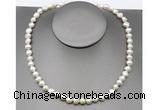 CFN23 8mm - 9mm baroque white freshwater pearl necklace, 16 - 54 inches