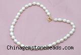 CFN302 16 - 24 inches 9mm - 10mm rice white freshwater pearl necklace
