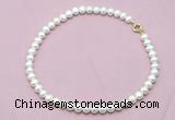 CFN593 Non-knotted 9mm - 10mm potato white freshwater pearl necklace