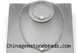 CFN604 4mm faceted round labradorite & potato white freshwater pearl jewelry set