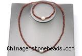 CFN612 4mm faceted round orange garnet & potato white freshwater pearl jewelry set