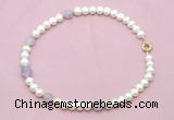 CFN704 9mm - 10mm potato white freshwater pearl & lavender amethyst necklace