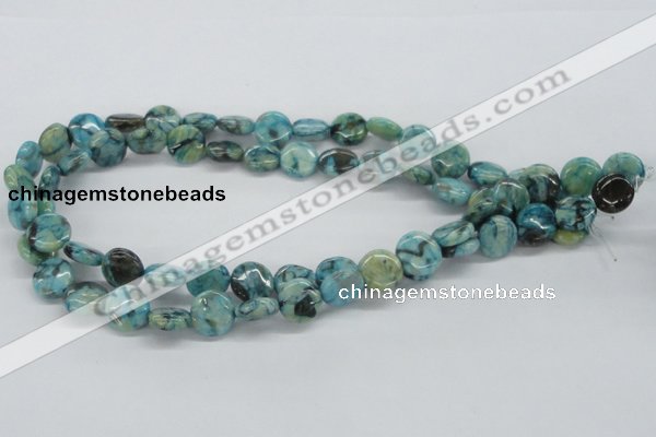 CFS107 15.5 inches 12mm flat round blue feldspar gemstone beads