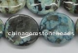 CFS108 15.5 inches 25mm flat round blue feldspar gemstone beads