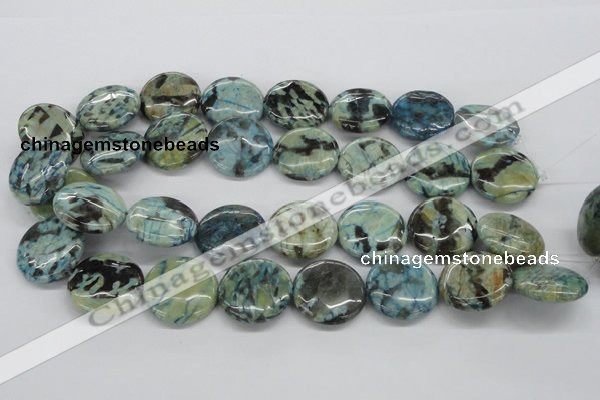 CFS108 15.5 inches 25mm flat round blue feldspar gemstone beads