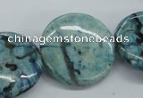 CFS109 15.5 inches 30mm flat round blue feldspar gemstone beads