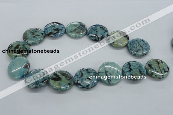 CFS109 15.5 inches 30mm flat round blue feldspar gemstone beads