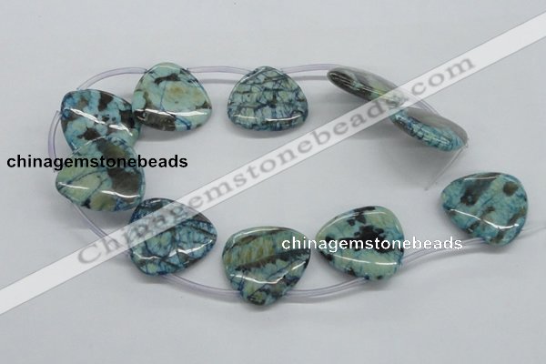 CFS119 30*30mm top-drilled triangle blue feldspar gemstone beads