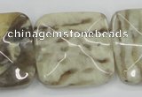 CFS208 30*30mm wavy square natural feldspar gemstone beads