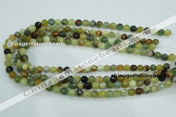 CFW03 15.5 inches 8mm faceted round flower jade beads wholesale