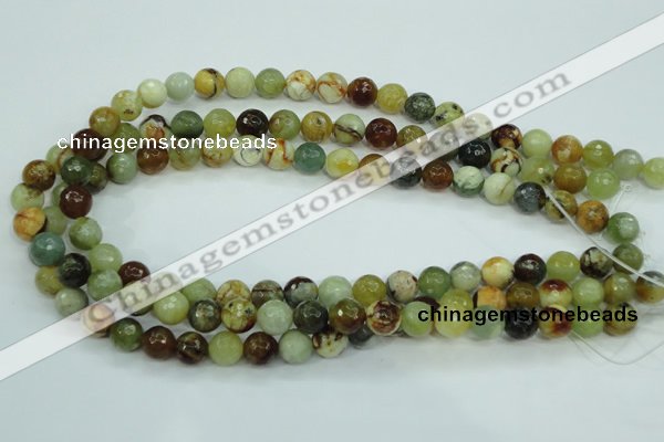 CFW04 15.5 inches 10mm faceted round flower jade beads wholesale