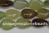 CFW121 15.5 inches 12*16mm flat teardrop flower jade gemstone beads