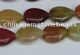 CFW122 15.5 inches 12*16mm flat teardrop flower jade gemstone beads