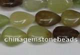 CFW123 15.5 inches 13*18mm flat teardrop flower jade gemstone beads