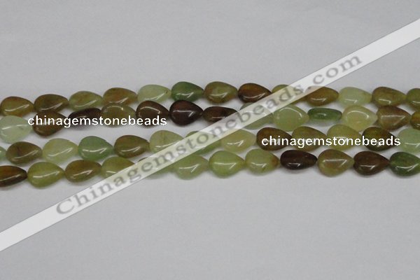 CFW123 15.5 inches 13*18mm flat teardrop flower jade gemstone beads