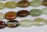 CFW125 15.5 inches 10*14mm flat oval flower jade gemstone beads