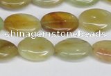 CFW126 15.5 inches 12*16mm flat oval flower jade gemstone beads