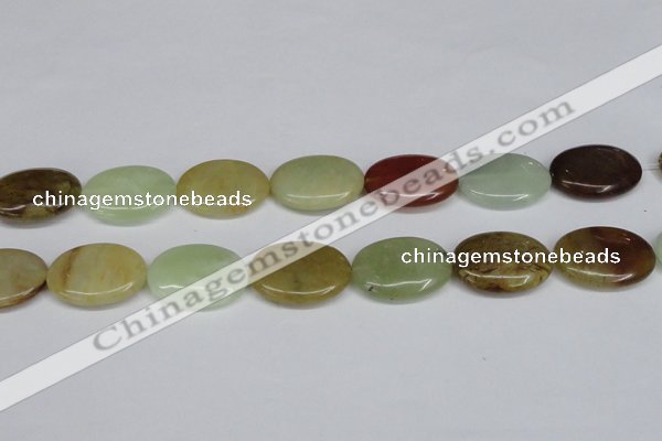 CFW131 15.5 inches 22*30mm flat oval flower jade gemstone beads