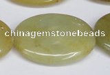 CFW132 15.5 inches 30*40mm flat oval flower jade gemstone beads