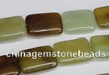 CFW148 15.5 inches 10*14mm rectangle flower jade gemstone beads