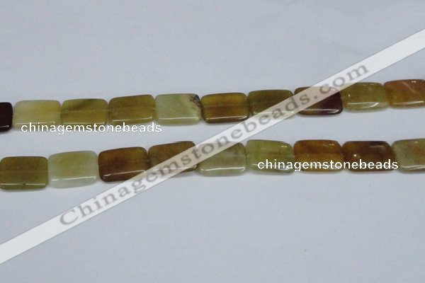 CFW151 15.5 inches 15*20mm rectangle flower jade gemstone beads