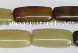 CFW155 15.5 inches 12*25mm rectangle flower jade gemstone beads