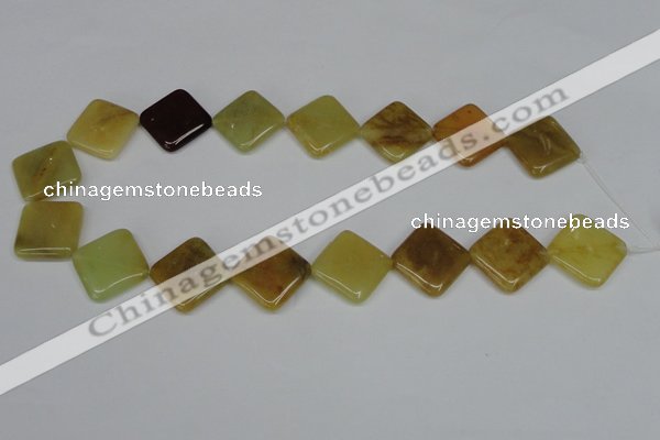 CFW161 15.5 inches 20*20mm diamond flower jade gemstone beads