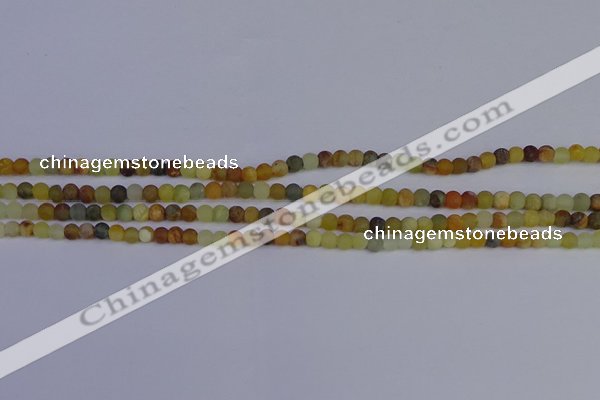 CFW200 15.5 inches 4mm round matte flower jade beads wholesale