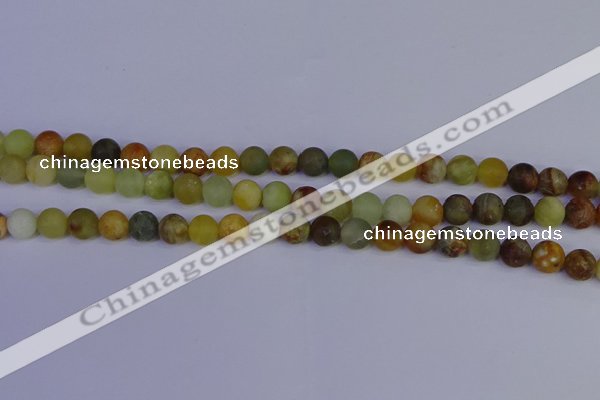 CFW202 15.5 inches 8mm round matte flower jade beads wholesale