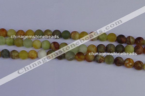 CFW204 15.5 inches 12mm round matte flower jade beads wholesale