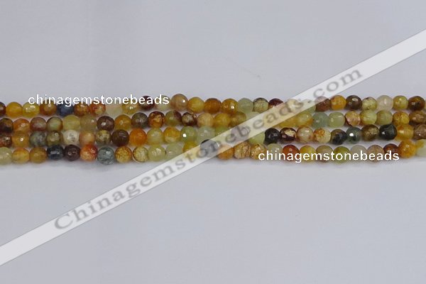 CFW210 15.5 inches 4mm faceted round flower jade beads