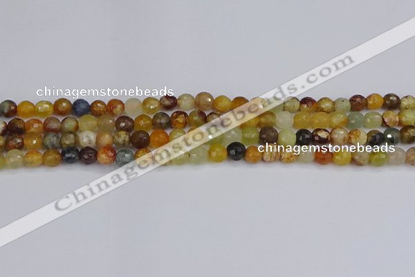 CFW211 15.5 inches 6mm faceted round flower jade beads