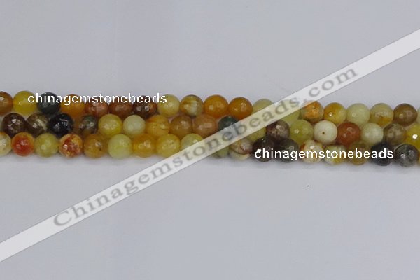 CFW212 15.5 inches 8mm faceted round flower jade beads