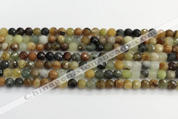 CFW218 15.5 inches 6mm faceted round flower jade beads