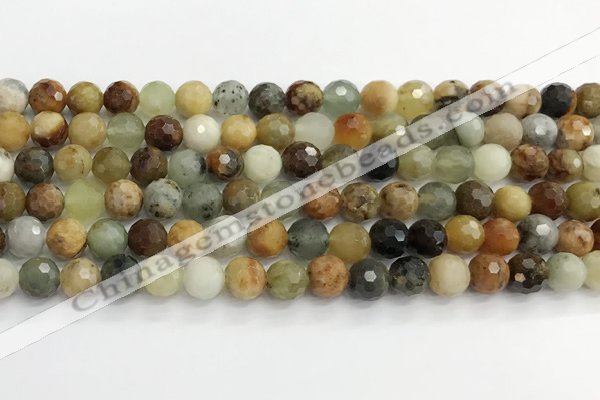 CFW219 15.5 inches 8mm faceted round flower jade beads