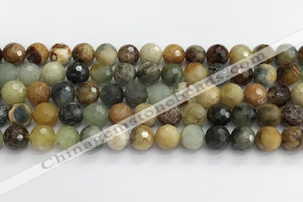 CFW220 15.5 inches 10mm faceted round flower jade beads