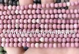 CFW35 15.5 inches 4mm round matte pink wooden jasper beads