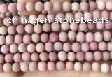 CFW36 15.5 inches 6mm round matte pink wooden jasper beads