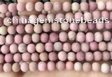 CFW36 15.5 inches 6mm round matte pink wooden jasper beads