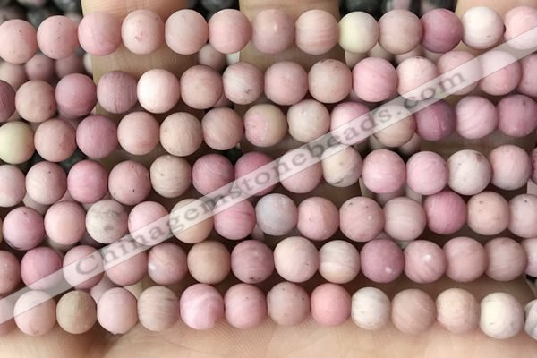 CFW36 15.5 inches 6mm round matte pink wooden jasper beads